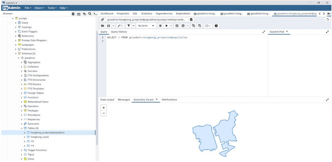 EsriPgAdminProjectedPopulationMap